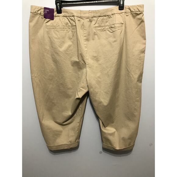 Lane Bryant Womens Plus Size 28 Khaki Tan Capri Pants Roll Cuff New - Picture 8 of 9